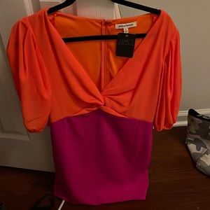 Orange and magenta dress